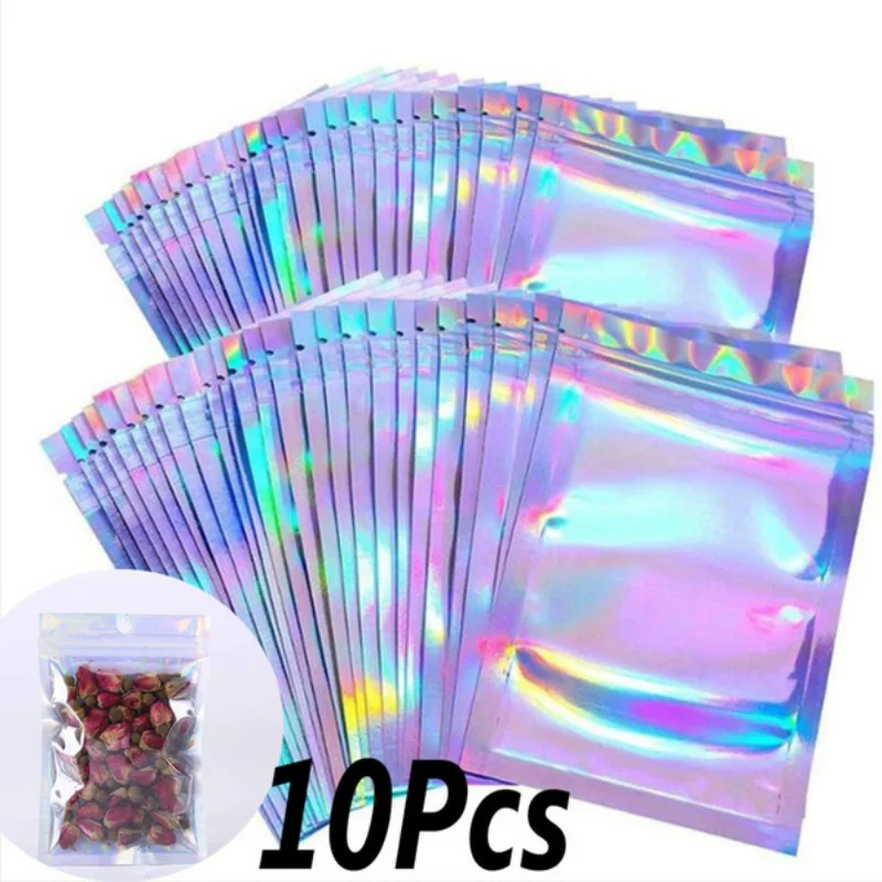 10pcs Lashes Packaging Boxes Idea Holographic Laser Zip Lock Party Favor Bag Eyelashes Lash Package Box Custom Logo Sticker | Украшения и