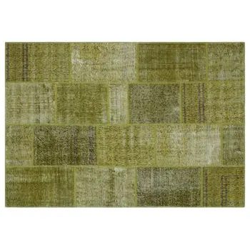 

Handmade Green Vintage Overdyed Patchwork Area Rug 160x230 Cm-5'3''X7'7''