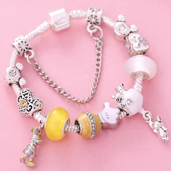 

TOGORY Unique Silver Plated Jewelry Cartoon Charms Bracelet For Women European Crystal Beads Brand Bracelet & Bangle Pulseras