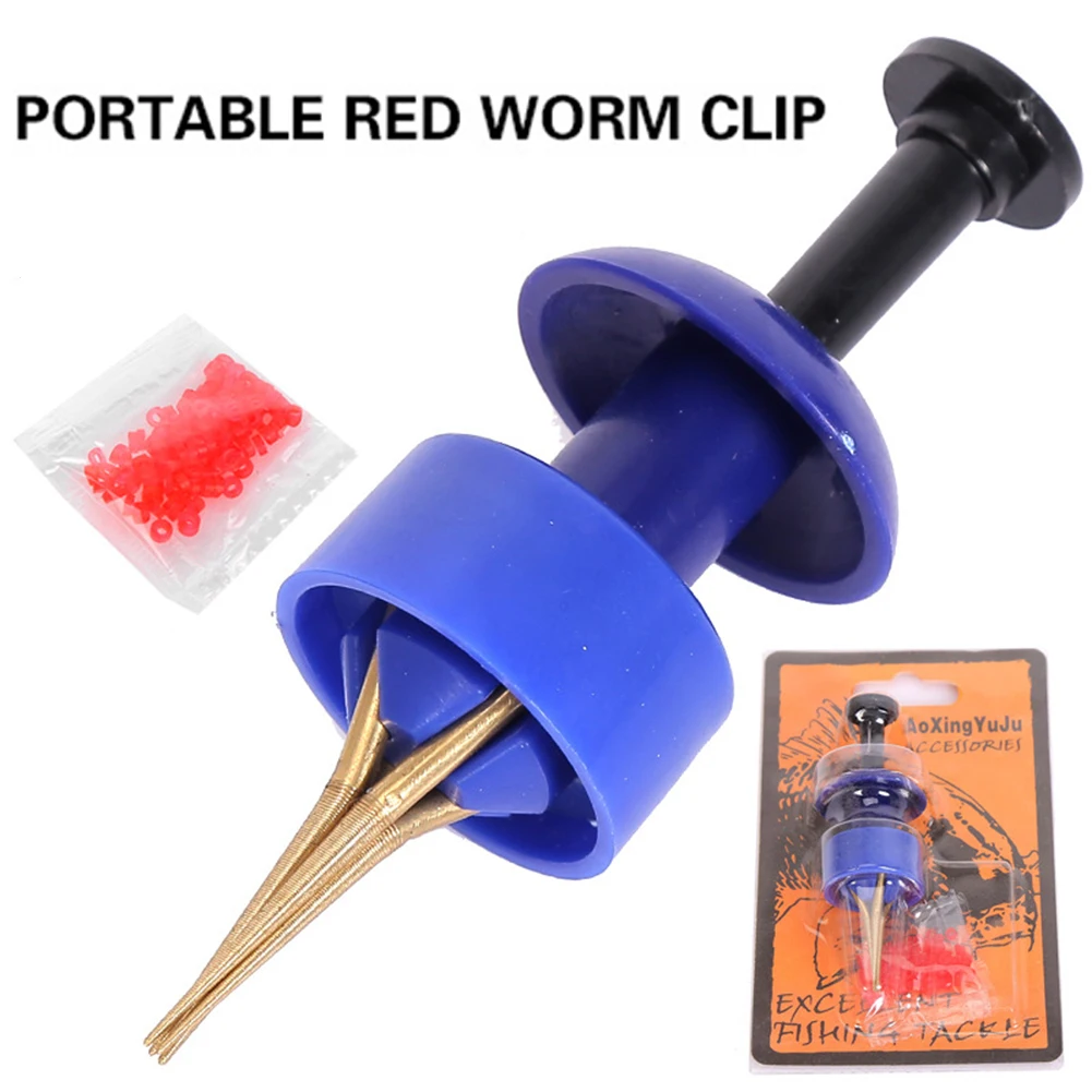 Blue Copper Bloodworm Clips Bait Lures Earthworm Clip Fishing Tackle Tool 