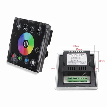 

DC12V 4A*4CH Black Tempered Glass Panel Digital Touch Screen Dimmer Home Wall Light Switch For RGBW LED Strip Tape 4 Channel