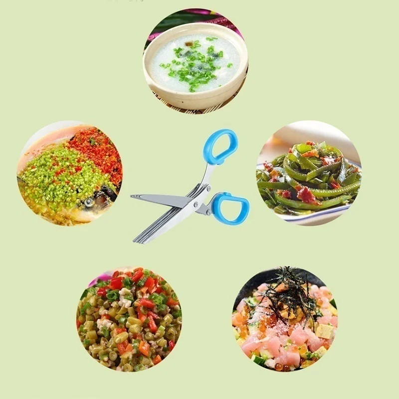 15CMMinced 5 Layers Basil Rosemary Kitchen Multi-Layers scissor Shredded Chopped Scallion Cutter Herb Laver Spices Cook Tool Cut 15CMMinced 5 Layers Basil Rosemary Kitchen Multi-Layers scissor Shredded Chopped Scallion Cutter Herb Laver Spices Cook Tool Cut