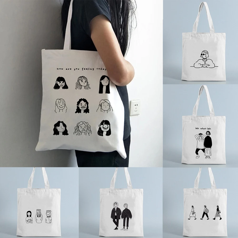Tote-Bag Gift Print Travel Friend Reusable Fashion Women Girl Canvas for Student Female