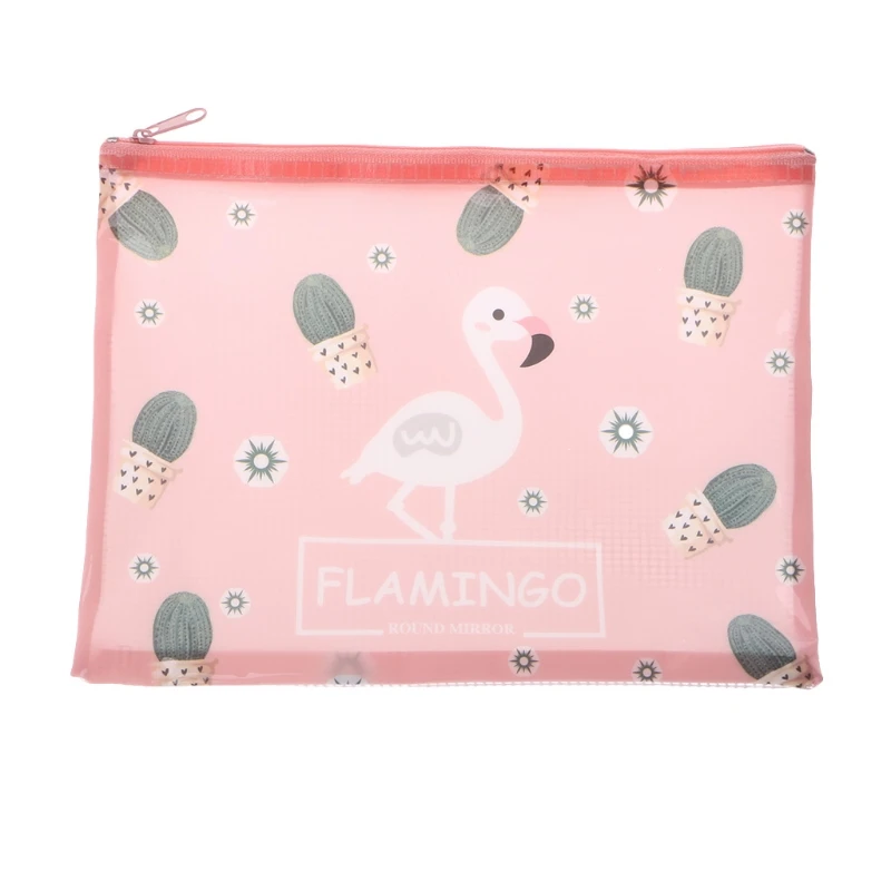 Милый Фламинго А4 А5 B6 файл сумка Папка портативный документов сумка на молнии легко - Цвет: 5AC600110-A4-1