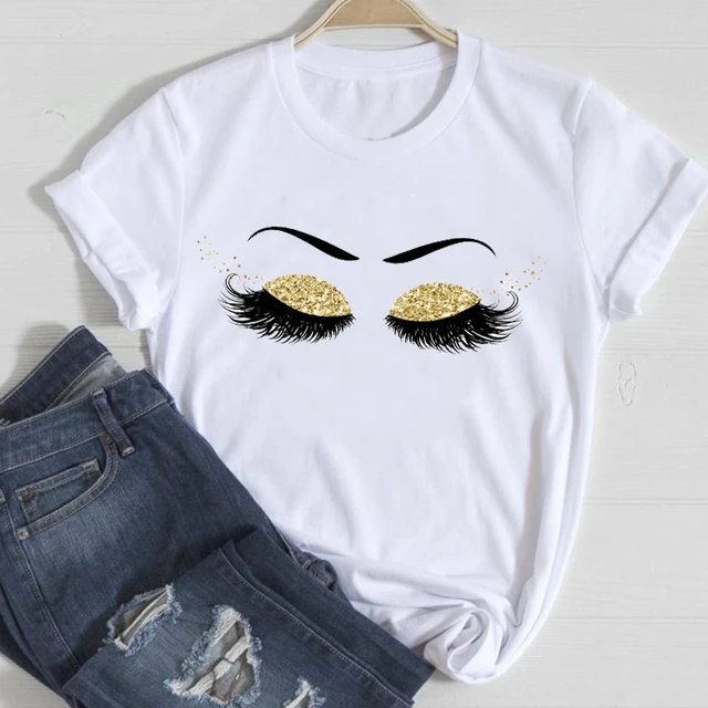 T shirts Women Make Up Crown Fashion 90s Trend 2021 Spring Summer Clothes Graphic Tshirt Top