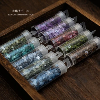 

[Antique Bright 4mm Ink] French embroidery sequins, clothing accessories, imported PET high temperature resistant film