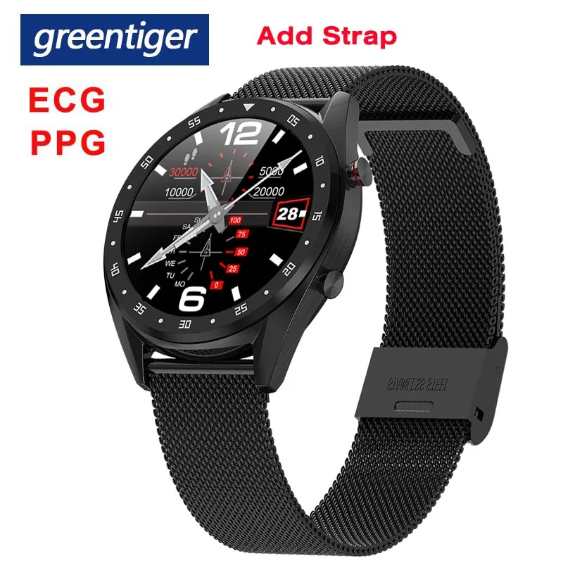 Greentiger ЭКГ+ PPG HRV Bluetooth L7 Смарт часы для мужчин IP68 водонепроницаемый монитор сердечного ритма кровяного давления Smartwatch VS L5 L8