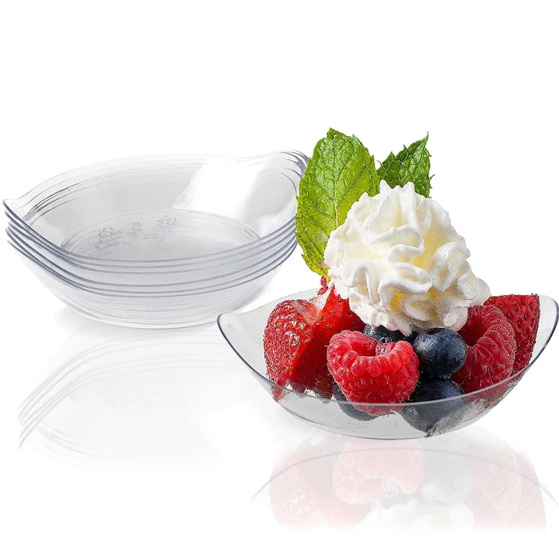20 Pieces x Home Party Disposable Tableware Supplies, 80*20mmTransparent Mini Dessert Handled Dish Plate