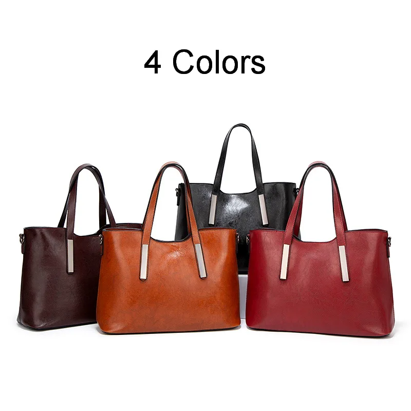 Beste Funmardi Vintage Vrouwen Handtas En Portemonnee Sets Olie Wax Lederen Schoudertassen Crossbody Tassen Vrouwelijke Composiet Zakken WLHB2072