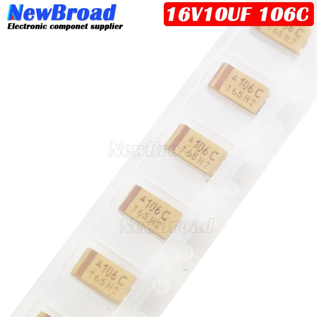 Танталовый конденсатор желтого цвета 10 шт. 16 В мкФ 10U 10UF16V 106C 6032 типа C | Электронные