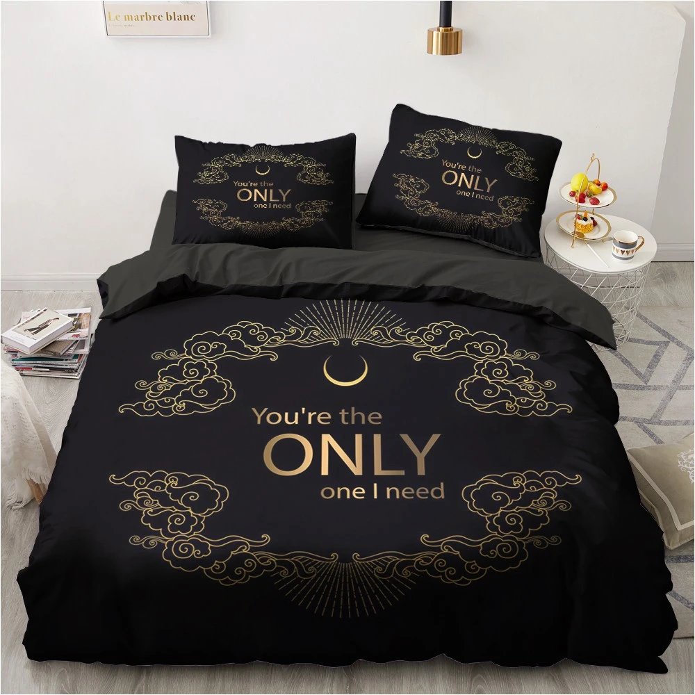 Vlucht Gloed charme Bedding Sets 3d Bedclothes Black Duvet Cover King | Black Gold Comforter  Sets Queen - Bedding Set - Aliexpress