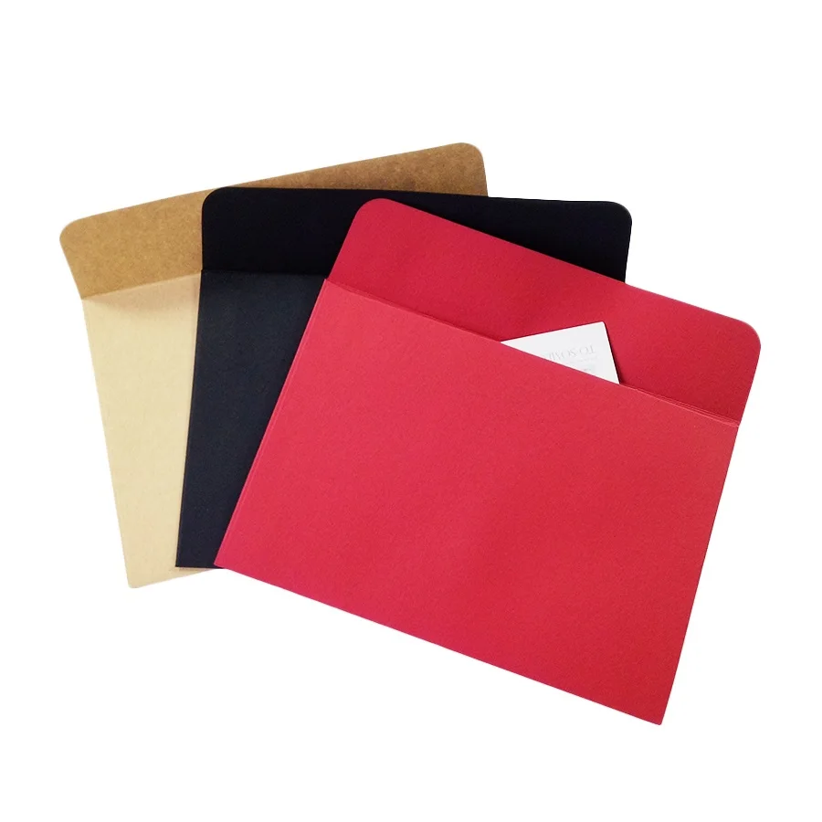 10 unids/lote negro rojo de sobres de papel Kraft papelería postal Kraft colorido