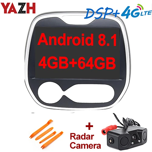 YAZH 4 Гб 64 Гб автомобиль Uint мультимедиа для Dacia/Renault Captur/samsung QM3 2011-(автоматический A/C) с Android 9," ips дисплей - Цвет: with Radar camera