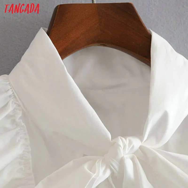 Tangada, женские белые рубашки с рюшами, хлопковые однотонные рубашки с длинным рукавом и галстуком-бабочкой, элегантные офисные женские блузк... Tangada, женские белые рубашки с рюшами, хлопковые однотонные рубашки с длинным рукавом и галстуком-бабочкой, элегантные офисные женские блузк...