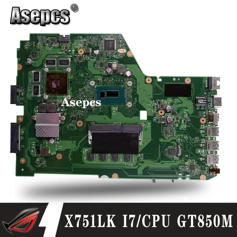 

GTX850M i7 cpu 4GB/RAM X751LK motherboard REV 2.0 For Asus X751L K751L X751LK X751LX laptop motherboard X751LK Mainboard 100% OK