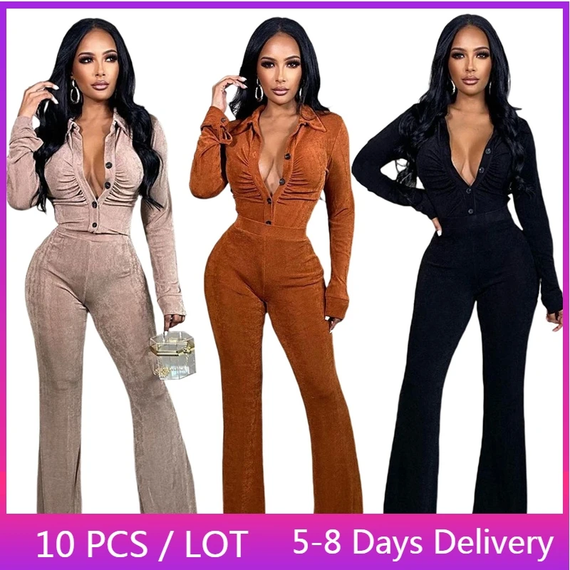 Wholesale Items Casual Velvet Two Piece Set Women Winter Clothes Elegant  Matchhing Sets Button Up Shirt Top And Flare Pants Sets - Pant Sets -  AliExpress