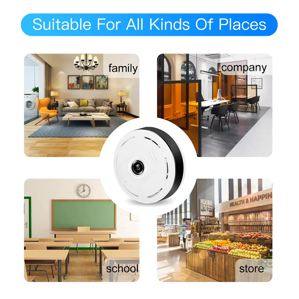 1.3MP/2.0MP Full view wifi 360 градусов двухстороннее аудио Панорамное 960 P/1080 P рыбий глаз Беспроводная интеллектуальная ip-камера V380 мини-камера