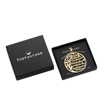 

Custom Necklace with Name Personalized Family Tree of Life Birthstone Letter Pendant Necklace with Gift Box Christmas Gift