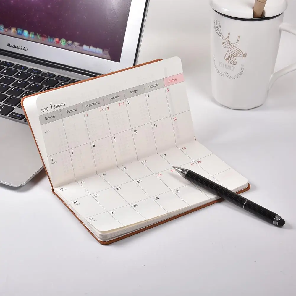 2020 карманный календарь Портативный А6 ежемесячный планировщик графика 6,7 "x 3,7" блокнот для дневника бизнес журнал путешествия ежедневная