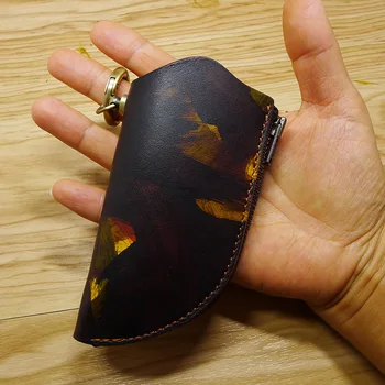 

blongk Zipper Key Holder Leather Small Key Case on Waist Mini Key Pouch Cute Key Organizer Men Women 1551