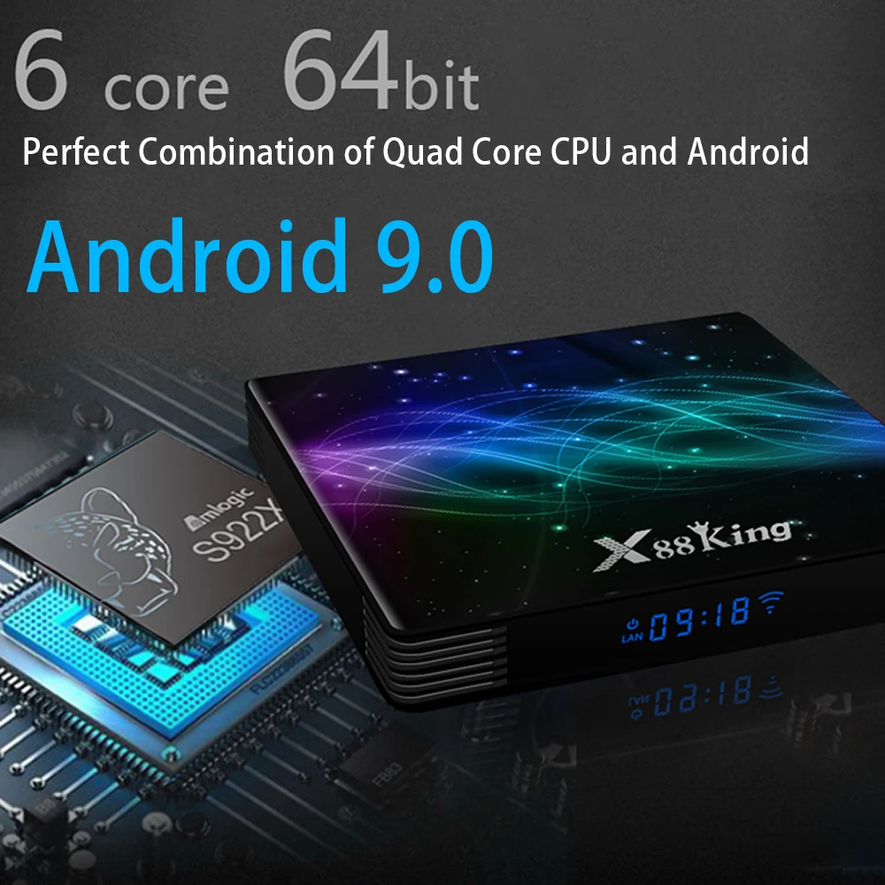 Transpeed X88 King 8 K Android 9,0 ТВ приставка S922X шестиядерный 64 бит 4K Youtube Netflix wifi 4 ГБ 16 ГБ 32 ГБ 64 Гб RGB светильник IP tv приставка