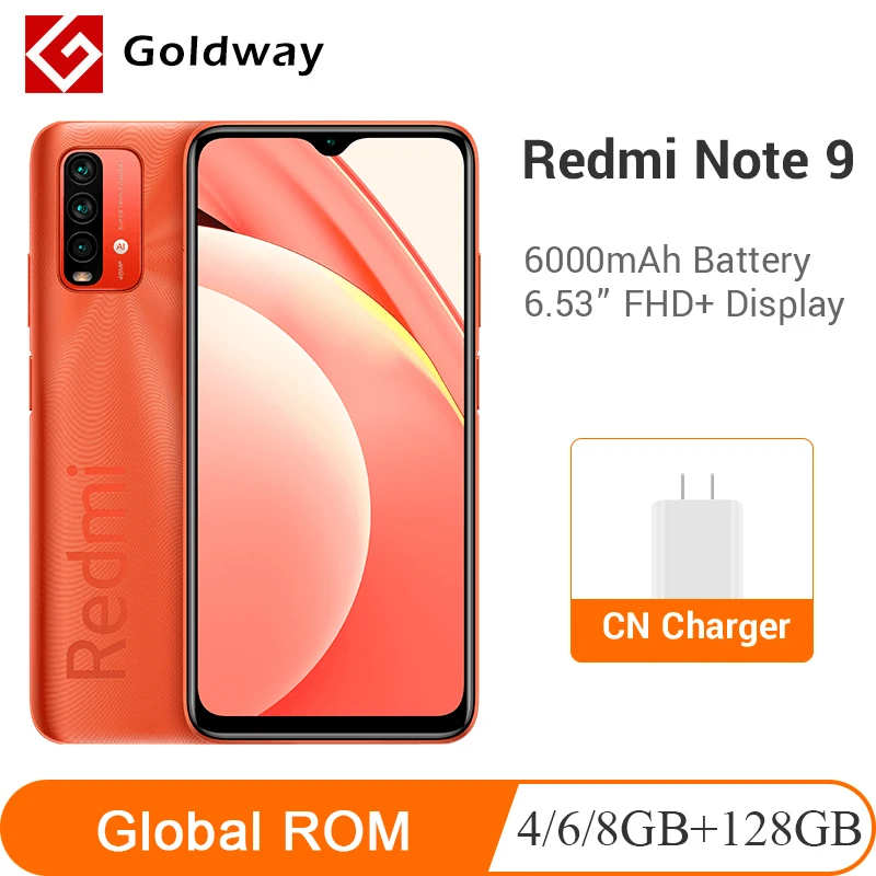 Сотовый телефон Xiaomi Redmi Note 9 с глобальной прошивкой 4/6/8 ГБ 128 6000 мАч экран 6 53 дюйма
