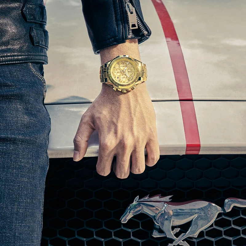 

WWOOR Watch Men Top Brand Luxury 2019 Golden Male Wrist Watch Chronograph Watch Gold Clock Men Wristwatch Relogio Masculino
