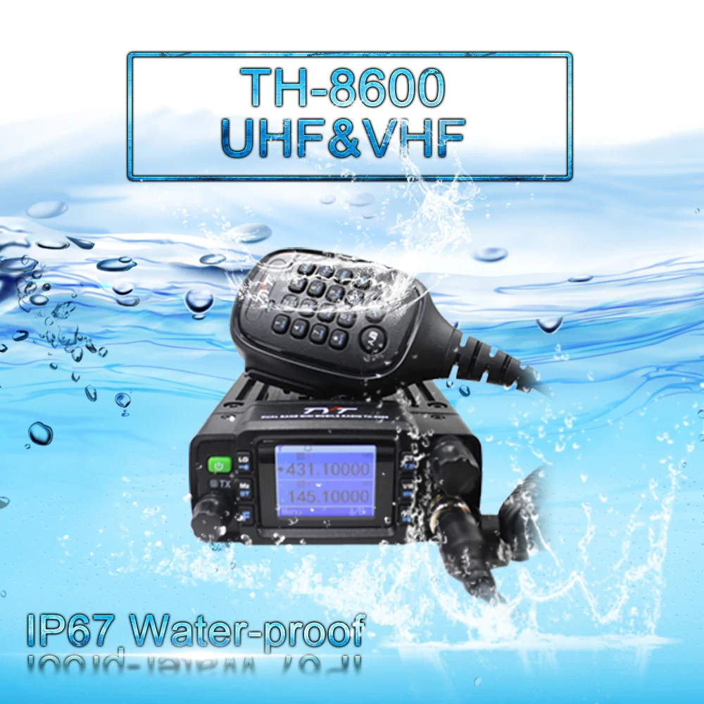 

TYT TH-8600 IP67 водонепроницаемый двухдиапазонный 136-174 МГц/400-480 МГц 25 Вт автомобильный радиоприемник любительский мобильный радиоприемник с антенной клипсой программный кабель