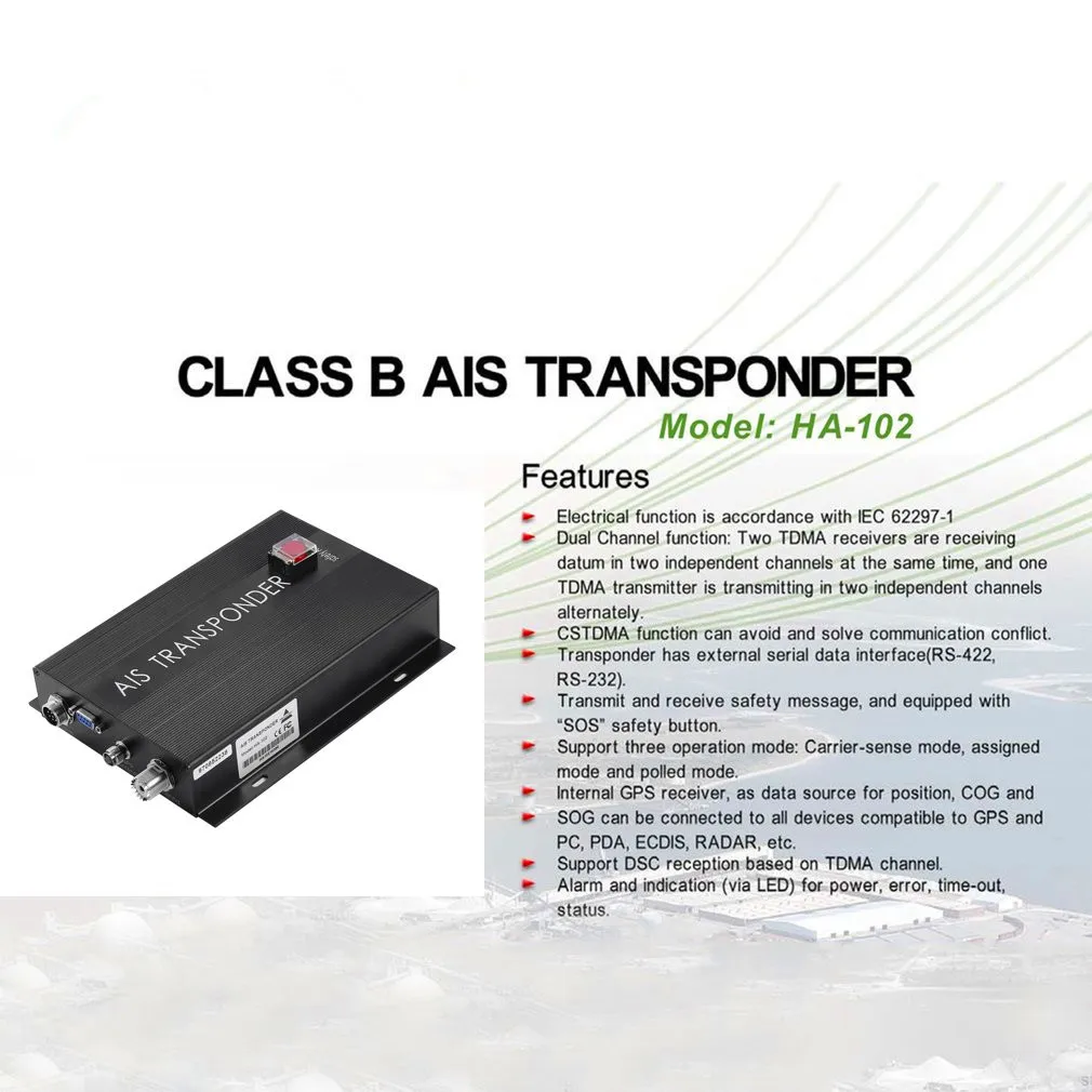 

new HA-102 Marine AIS receiver and transmitter system CLASS B AIS Transponder Dual Channel Function CSTDMA Function