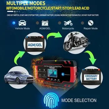 

LCD Display Full Automatic Car Battery Charger Power Pulse Repair Chargers Wet Dry Lead Acid Battery-chargers Digital 12V-24V