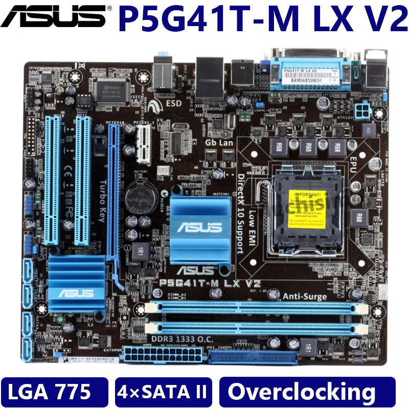 Asus P5G41T-M LX V2 100% Original Motherboard LGA 775 For Core 2 Duo DDR3 8G SATA2 VGA USB2.0 uATX Mainboard Desktop Used