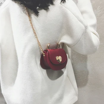 

Cute Mini Shoulder Chain Bags Heart Buckle PU Golden Chain Women Crossbody Shoulder Bags For Women 2020 сумка женская