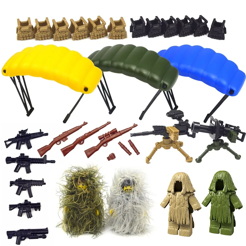 Военные запчасти MOC аксессуары кирпичи оружие спецназа солдаты пистолеты забор