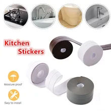 דבק עצמי מטבח קרמיקה מדבקה עמיד למים אנטי-לחות PVC מדבקת חדר אמבטיה קיר פינת קו כיור מדבקות 3.2m * 3.8cm(China)