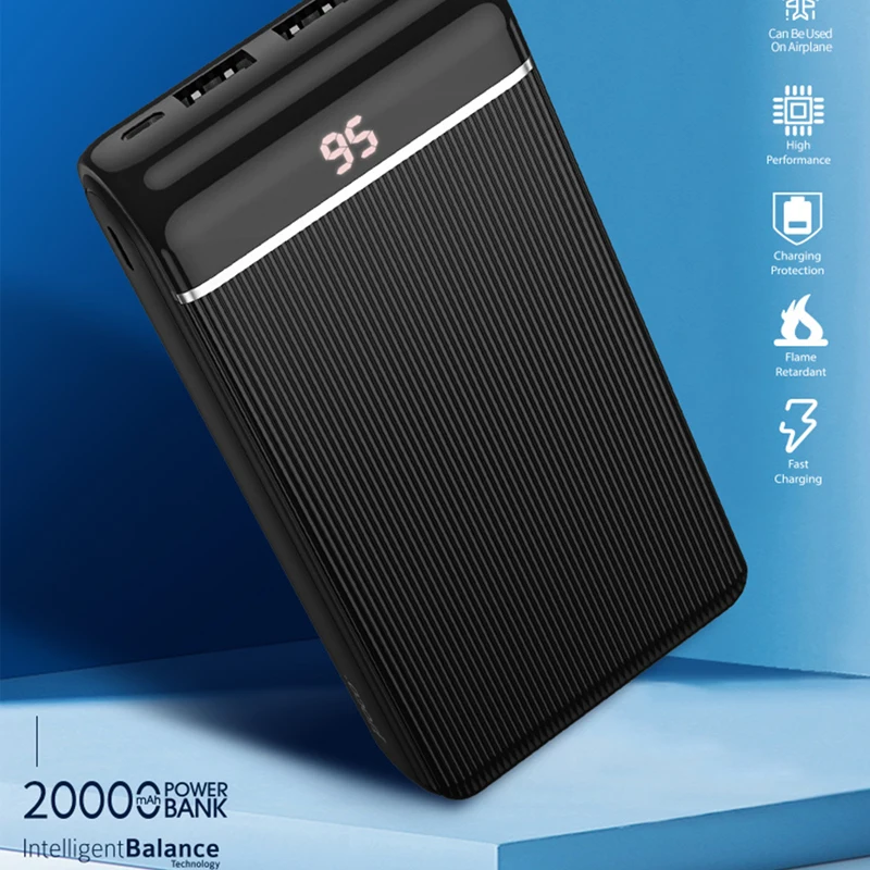 HOCO power Bank 20000 мАч портативный Встроенный кабель для быстрой зарядки Невидимый держатель для iphone 11 X XS Max XR Внешняя батарея