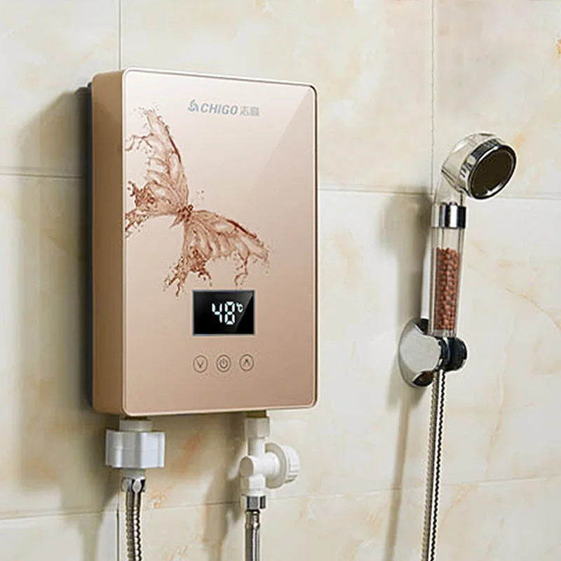 Chauffe eau Type instantané prendre une douche chaleur rapide salle de bain ménage petit stockage d'eau gratuit