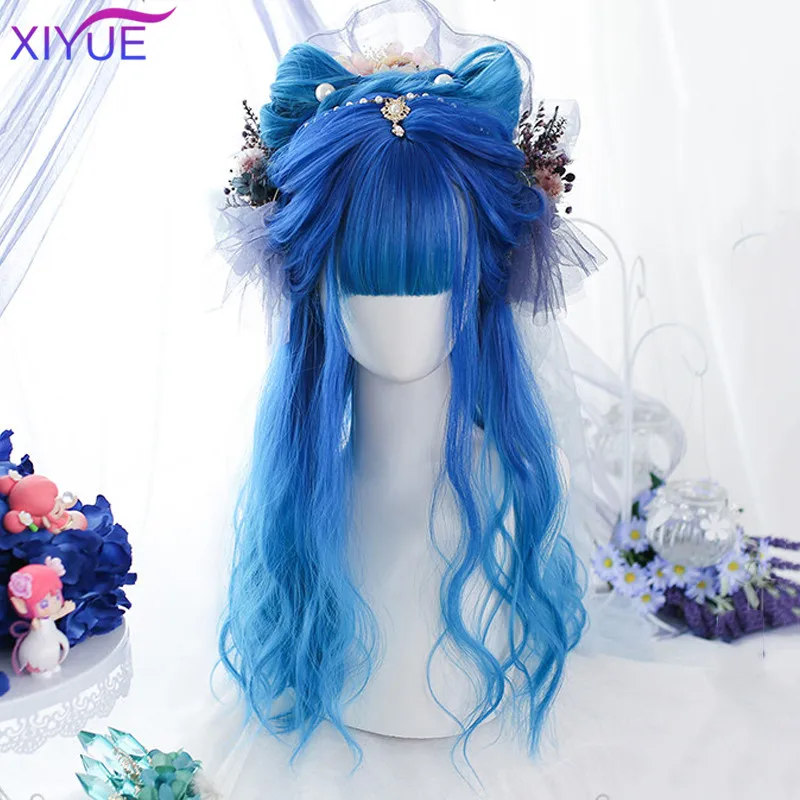 Discount Wavy Wig Light-Ash Cosplay Pink Blue Long-Ombre Women Temperature-Fibre Party High-Density jlOLd09jj