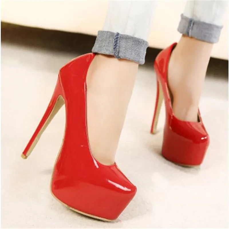 

2019 Europe and America Arrival Korean Concise Office Women's Shoes Fashion Solid Patent Leather Shallow Women High Heels Shoes