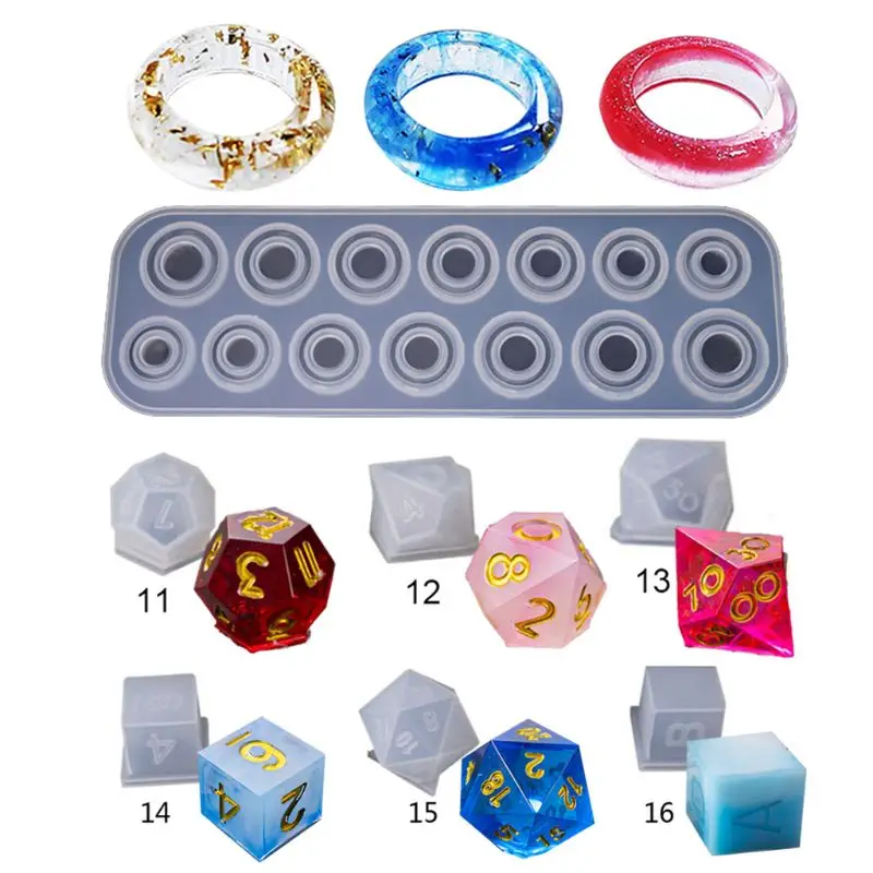

Diy Crystal Epoxy Silicone Resin Molds Dice Fillet Ring Shape Digital Game High Mirror Dice Mold Silicone Mould Making Jewelry