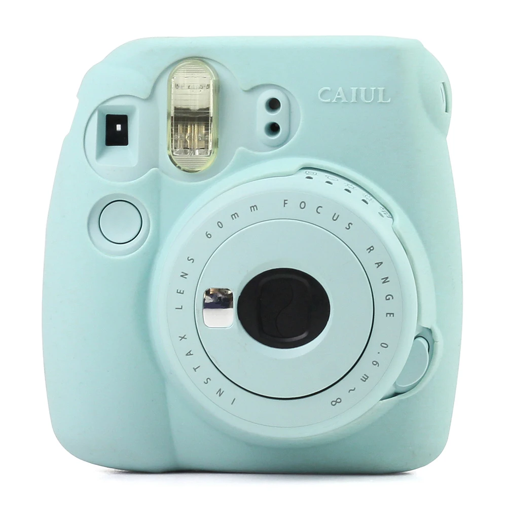 Силиконовый чехол для камеры, цветной кожаный чехол для камеры Fujifilm Instax Mini 8/MINI8+/9 - Цвет: Небесно-голубой