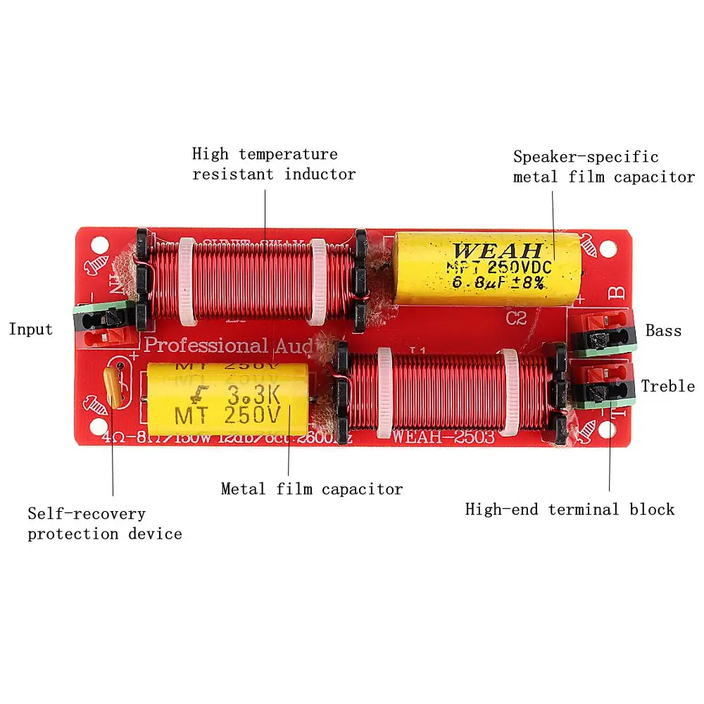 DIY WEAH-2503 150W разделитель Hi-Fi кроссовер высокой низкочастотный динамик кроссовер с защитой