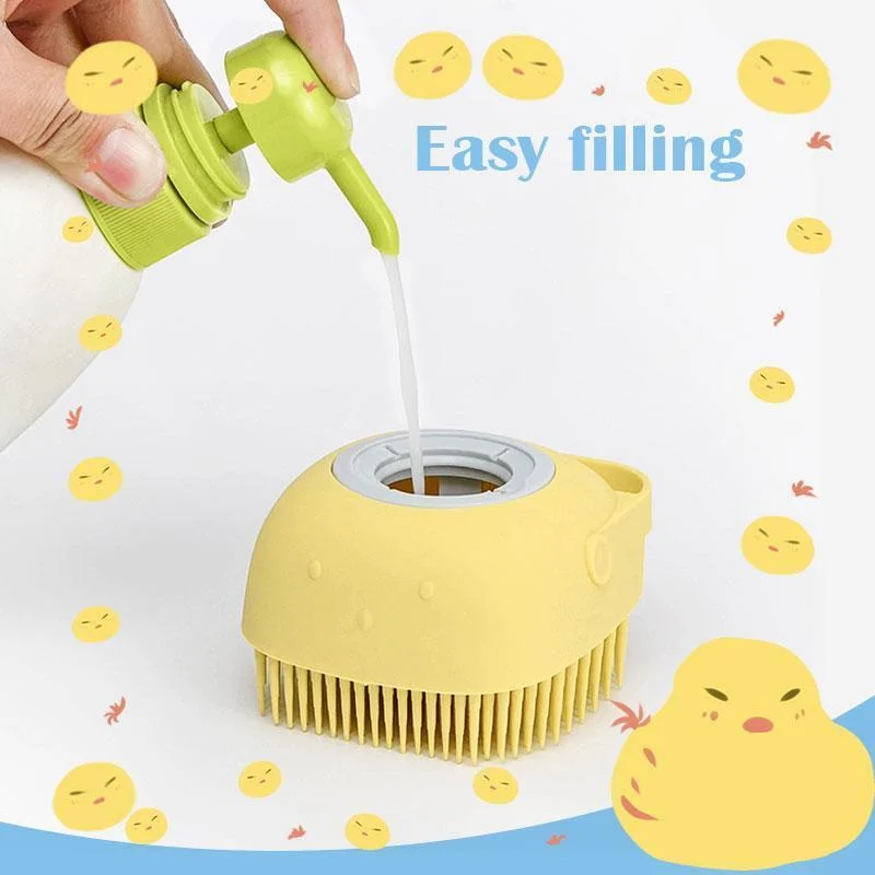 Cepillo de baño con gancho de silicona suave para Baby Showers, limpiador de barro, removedor de suciedad, masaje, ducha, burbujas, no tóxico