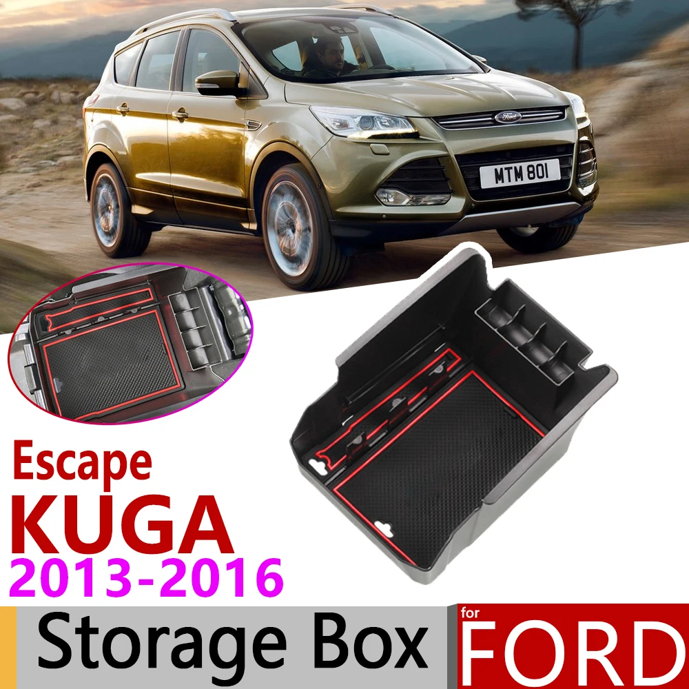 Для Ford KUGA MK2 Ford Escape MK3 пред-подтяжка лица 2013~ подлокотника коробка для хранения укладка автомобиля Органайзер аксессуары