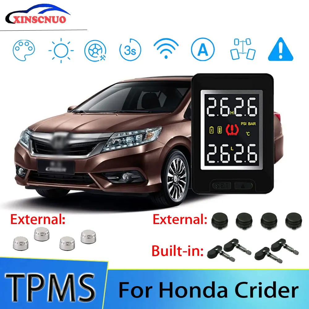 

Smart Car TPMS Tire Pressure Monitor System For Honda Crider With 4 Sensors Wireless Alarm Systems LCD Display TPMS Monitor