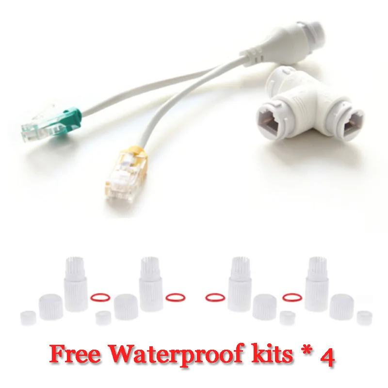 POE Splitter 2-in-1 network cabling connector three-way RJ45 connector for security camera install