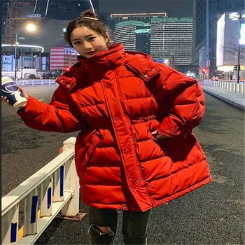 

Winter Jackets Women 90% White Duck Down Parkas Loose Fit Plus Size Hooded Coats Medium Long Warm Casual Snow Outwear