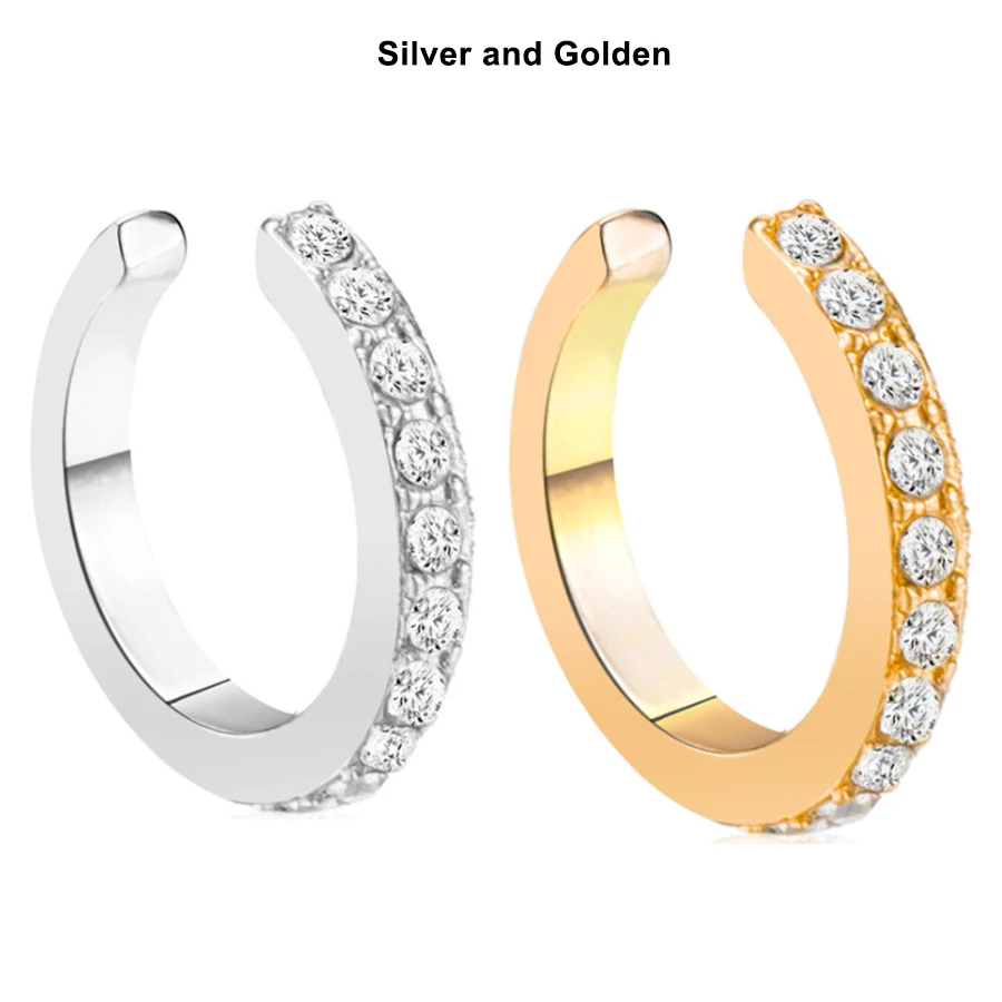 Silver n gold white Starose 2 шт. кольцо в нос имитация уха манжеты кристалл серьги спираль прокалывания ушей пирсинг серьги-клипсы поддельный пирсинг наушник - Окраска металла: Silver n gold white