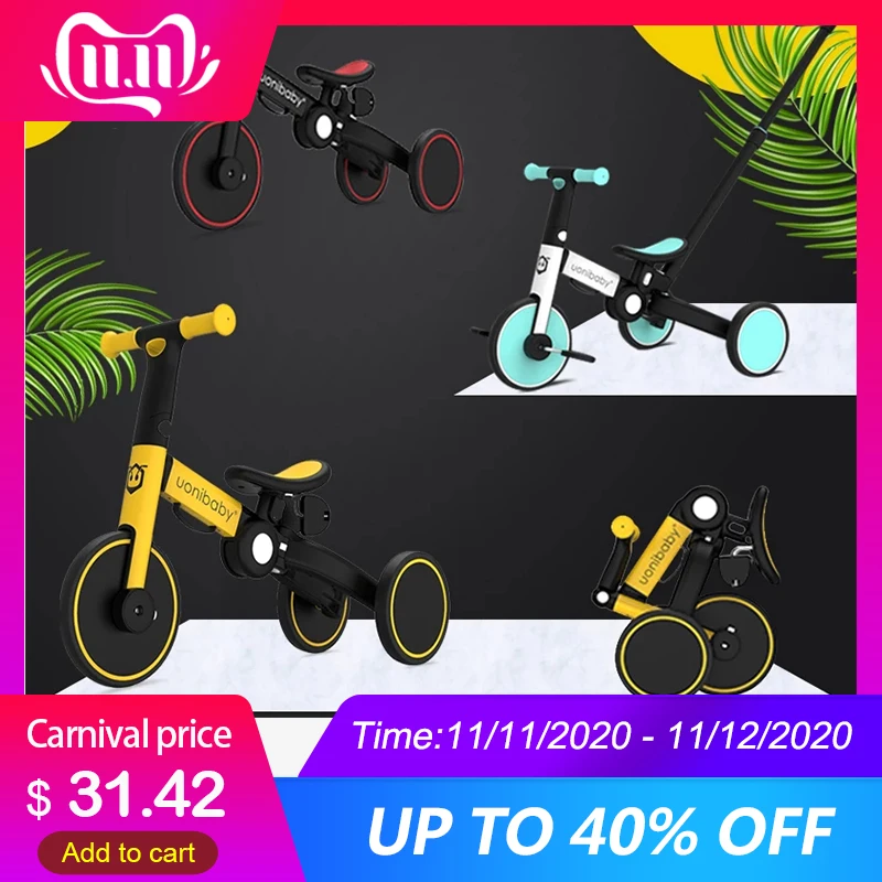 3 In 1 Baby Bicycle Children's Balance Bike Foldable Tricycle for Kids Folding Infant Stroller Trike Toddler Scooter Child Cart