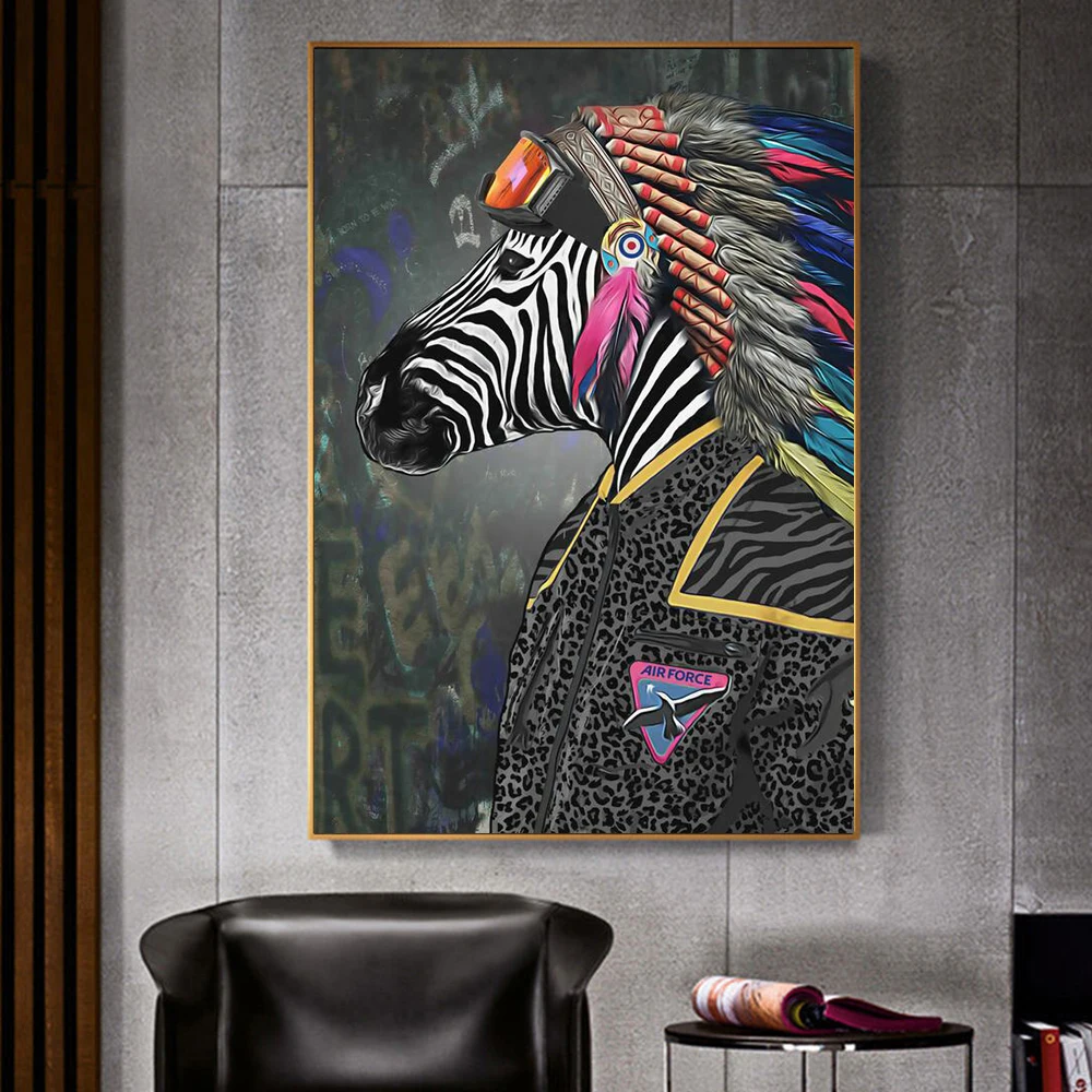 

Abstract Canvas Wall Art Painting Animal Zebra Orangutan and Flamingo Color Photo Home Living Room Corridor Decor Posters Prints