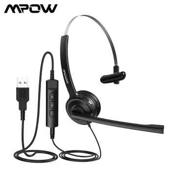 

Mpow BH323 Wired Headphones Rotatable Mic For Computer PC Laptop Call Center 3.5mm Plug/USB Port 2 in 1 In-line Control Mute